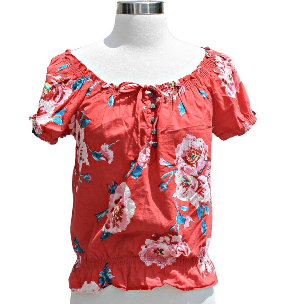 Terranova Women's Red Floral Blouse Size XS